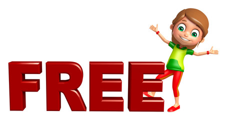 kid girl with Free sign