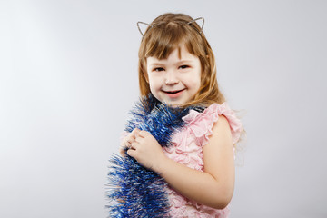 Cute little girl in dress at studio