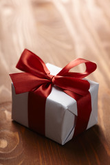 gift box on the wooden background