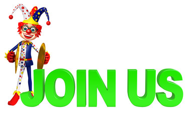 Clown with Musical instrument & joinus sign