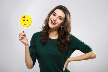 A portrait of lovely woman with dark hair