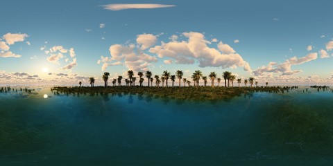 panoramia of tropical beach. made with one 360 degree lense. rea