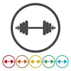 Dumbbell icon. Fitness sport symbol.