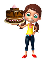 kid girl with Cake