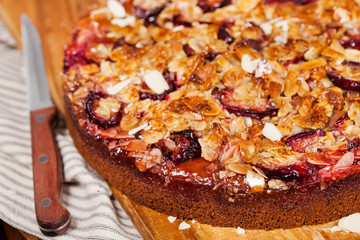 Delicious homemade crumble plum cake