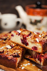 Delicious homemade crumble plum cake
