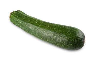 One ripe fresh green zucchini isolated on white background