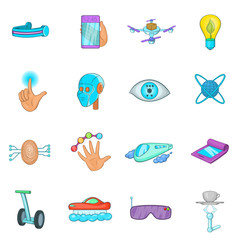 New technologies icons set in cartoon style. Innovative app and gadget set collection illustration