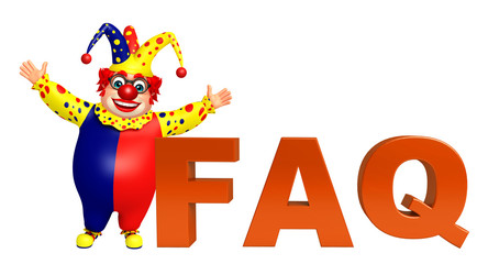 Clown with FAQ sign