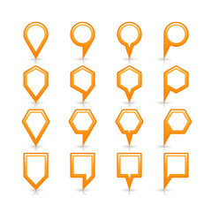 Flat orange color map pin sign location icon