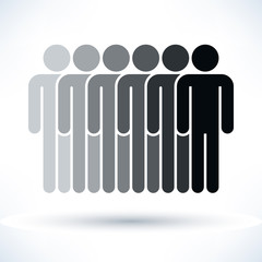 Black six people man figure with drop shadow