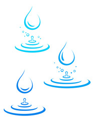 set of water drop icons and splash