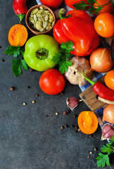 Various fresh vegetables from the garden
