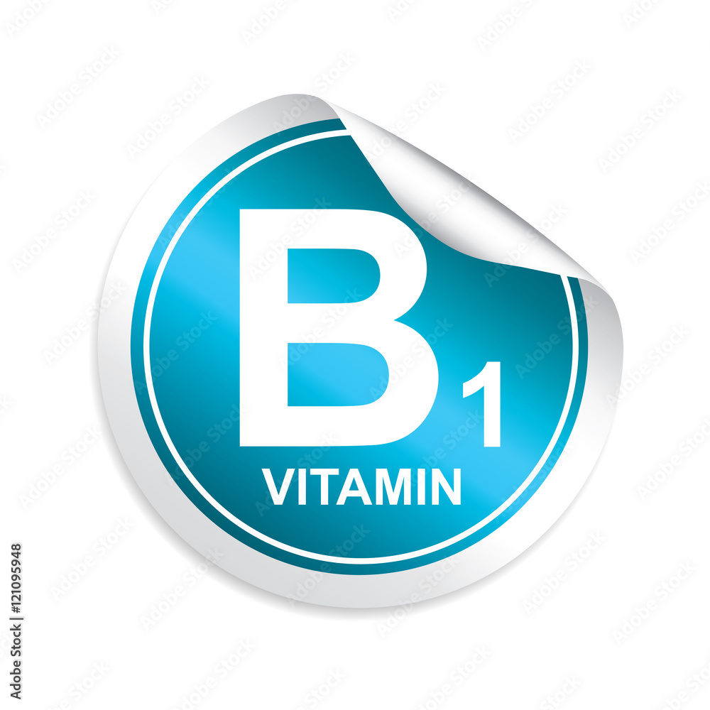 Wall mural vitamin b1 sticker, button, label and sign.