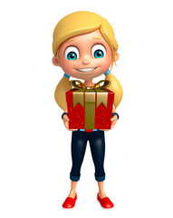 kid girl with Gift box