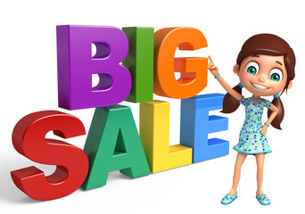 kid girl with Big sale sign