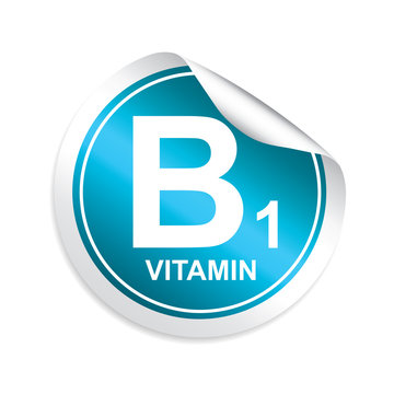 Vitamin B1 sticker, button, label and sign.
