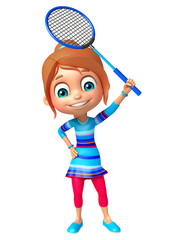 Kid girl with Badminton