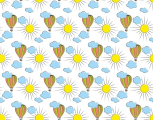 Background with balloon and clouds.