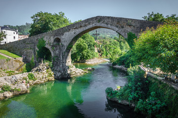 Old Roman stone bridge in Cangas de Onis