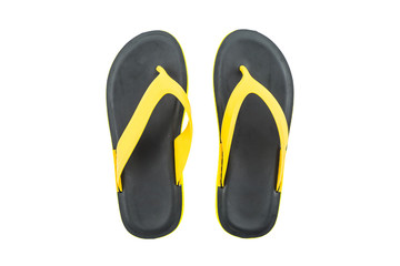 Colorful of Sandals shoes, Yellow and black flip flops.