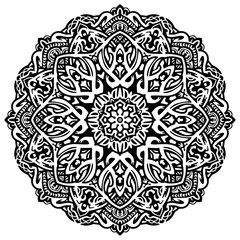 Hand drawing zentangle element. Black and white. Mandala. Vector illustration.