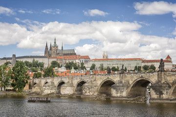 Fototapeta na wymiar Charles Bridge And Prague Castle At The Background, Czech Republic