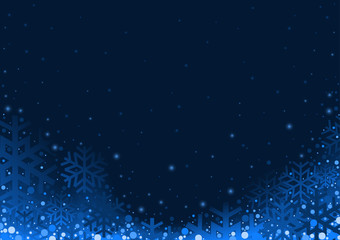 Fototapeta na wymiar Blue Christmas Background - Abstract Illustration with Snowflakes, Vector