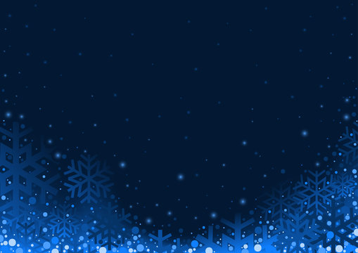 Blue Christmas Background - Abstract Illustration with Snowflakes, Vector