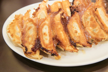 たくさんの焼き餃子。一枚、一皿。