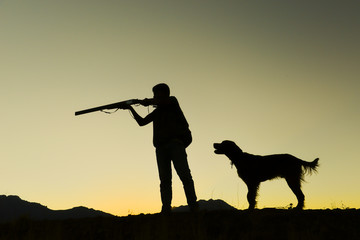 avcılık & avcı ve köpeği - obrazy, fototapety, plakaty