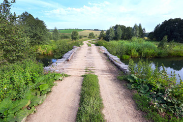 wooden bridge on the river