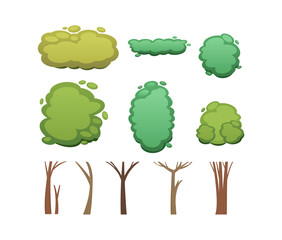 Nature vector cut tree collection elements
