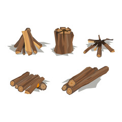 Firewood stack vector wooden material.
