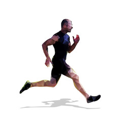 Abstract geometric running man. Polygonal runner. Vector illustr