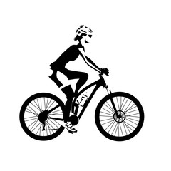 Cycling woman, isolated vector illustration. Abstract silhouette