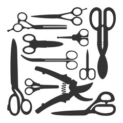 Scissors vector icons set