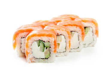 japanese sushi rolls on a white background