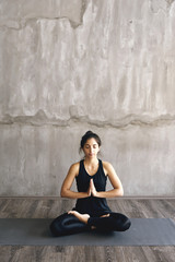 Woman practicing yoga in various poses