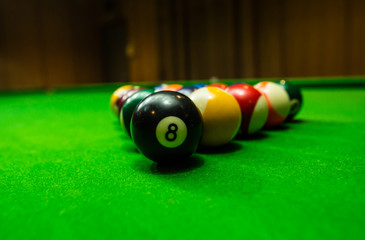 Snooker ball on snooker table, game on table, International sport.