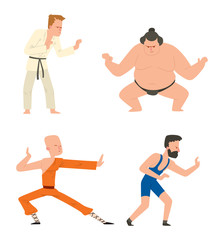 Fighters people vector set.