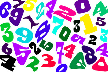 The numbers of different fonts on a white background .