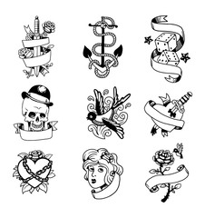 Old vintage tattoo vector illustration