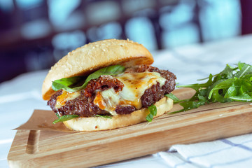 Tasty and appetizing hamburger