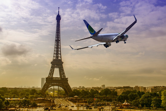 Plane over Eiffel Tower