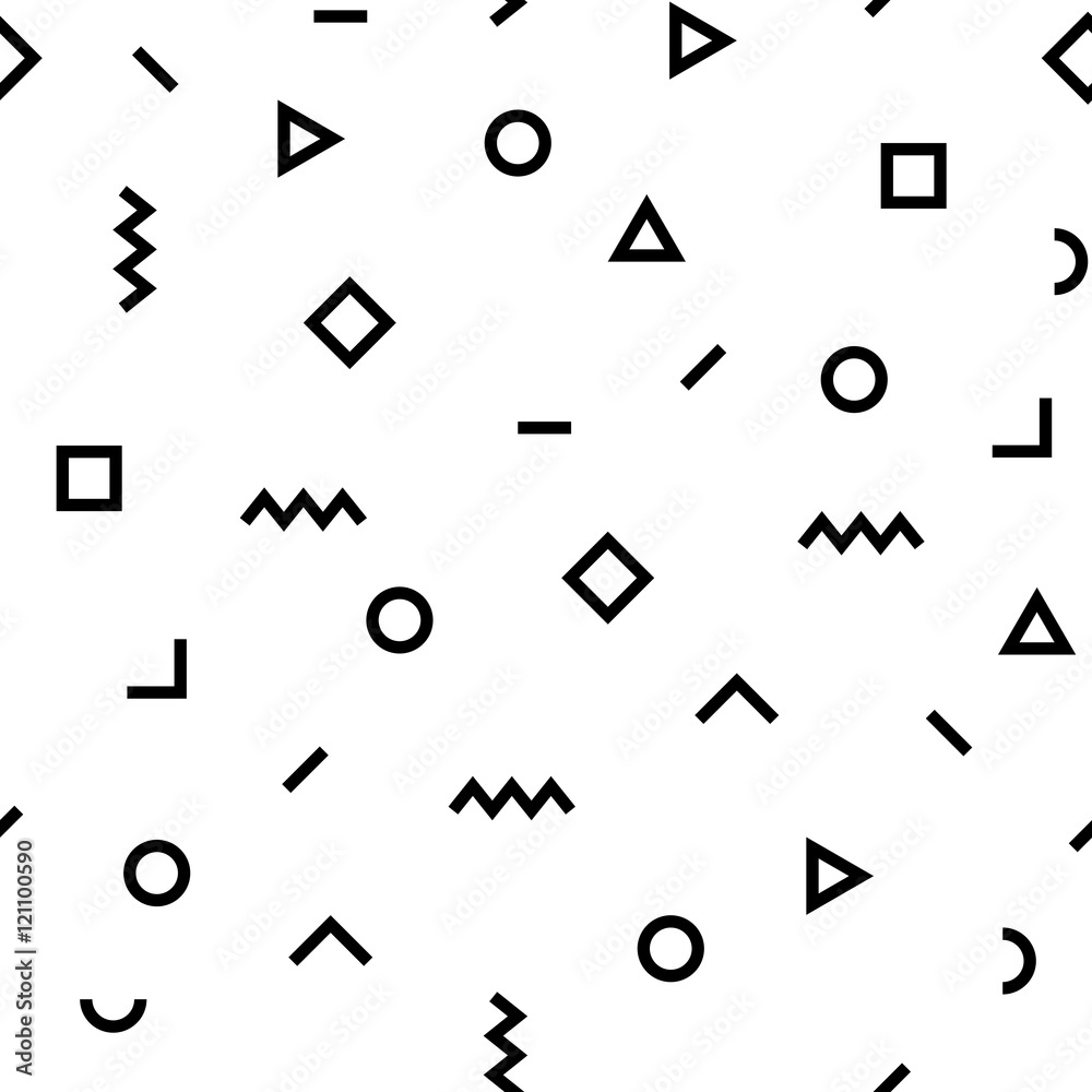 Aufkleber Hipster memphis pattern with geometric shapes