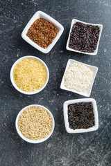 Different rice varieties.