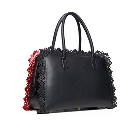 Leather female handbag isolated on white