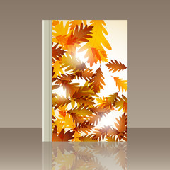 Book autumn motif. Oak leaves. Vector background