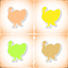 Turkey. Flat sticker with shadow on old paper